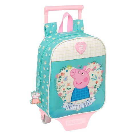 Torba szkolna z kółkami Peppa Pig Pretty flowers Żółty Mięta 22 x 27 x 10 cm