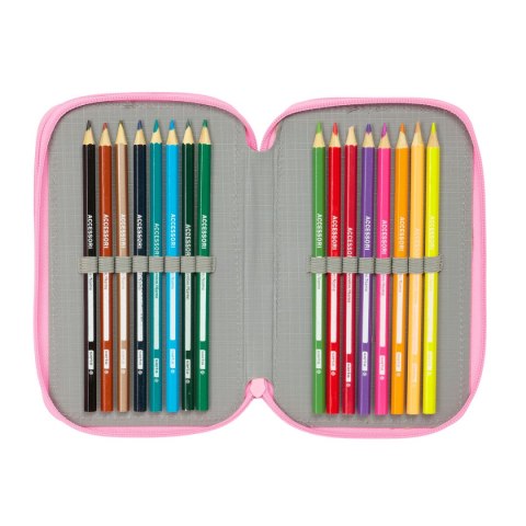 Piórnik potrójny SuperKitties Różowy Turkusowy 12,5 x 19,5 x 5,5 cm 37 Części