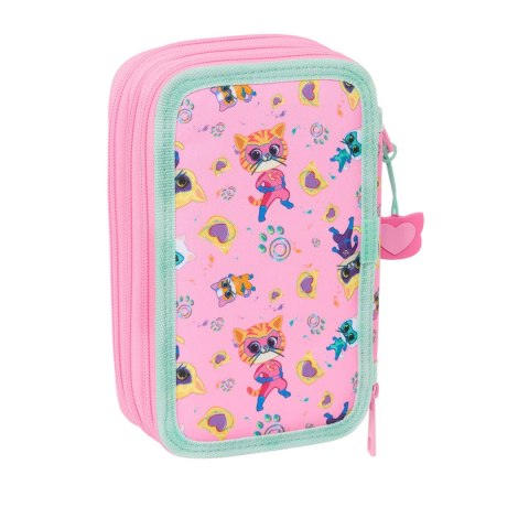 Piórnik potrójny SuperKitties Różowy Turkusowy 12,5 x 19,5 x 5,5 cm 37 Części