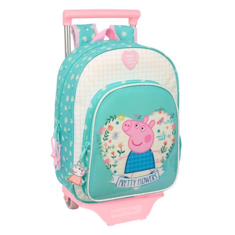 Torba szkolna z kółkami Peppa Pig Pretty flowers Żółty Mięta 26 x 11 x 67 cm 26 x 34 x 11 cm