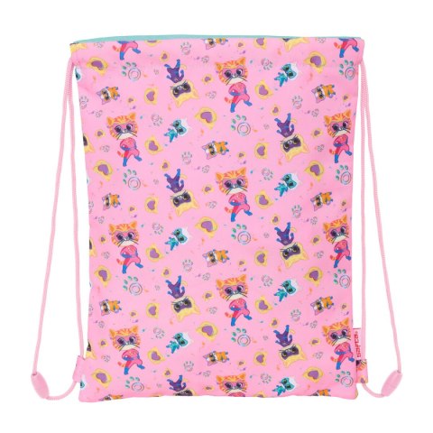 Worek na buty ze sznurkami SuperKitties Różowy Turkusowy 26 x 34 x 1 cm