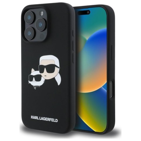 Karl Lagerfeld KLHMP16XSKCHPPLK iPhone16 Pro Max 6.9" czarny/black hardcase Silicone Double Heads Print MagSafe
