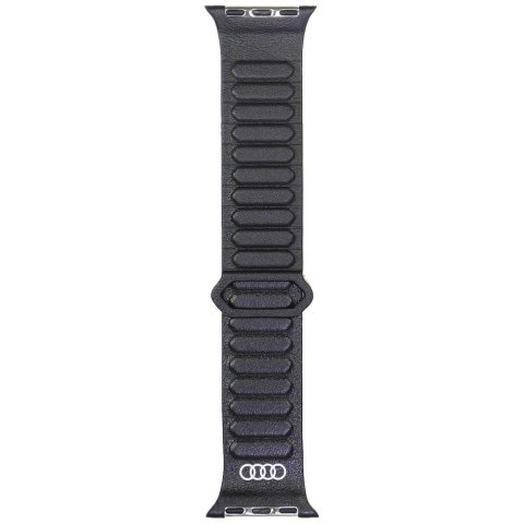 Pasek Audi Logo Genuine Leather Magnetic Ring do Apple Watch 40/41/42mm czarny