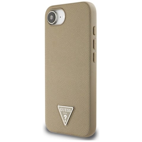 Etui Guess Grained Triangle MagSafe do iPhone 16e / 17e brązowy
