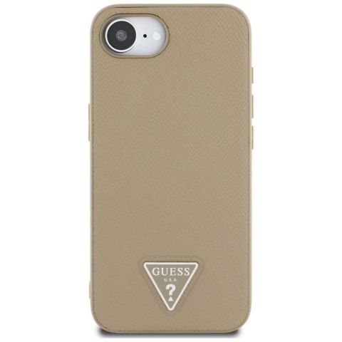 Etui Guess Grained Triangle MagSafe do iPhone 16e / 17e brązowy