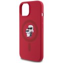 Etui Karl Lagerfeld Silicone Karl&Choupette Heads Ring MagSafe do iPhone 15 czerwony