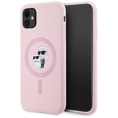 Etui Karl Lagerfeld Silicone Karl&Choupette MagSafe do iPhone 11 różowy