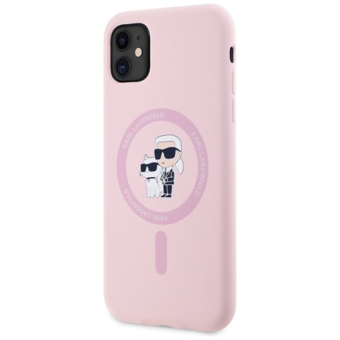 Etui Karl Lagerfeld Silicone Karl&Choupette MagSafe do iPhone 11 różowy