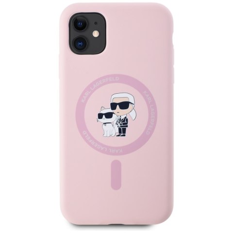 Etui Karl Lagerfeld Silicone Karl&Choupette MagSafe do iPhone 11 różowy