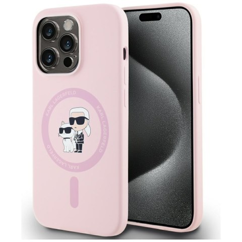 Etui Karl Lagerfeld Silicone Karl&Choupette MagSafe do iPhone 14 Pro różowy