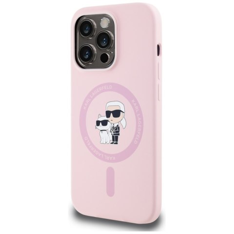 Etui Karl Lagerfeld Silicone Karl&Choupette MagSafe do iPhone 14 Pro różowy