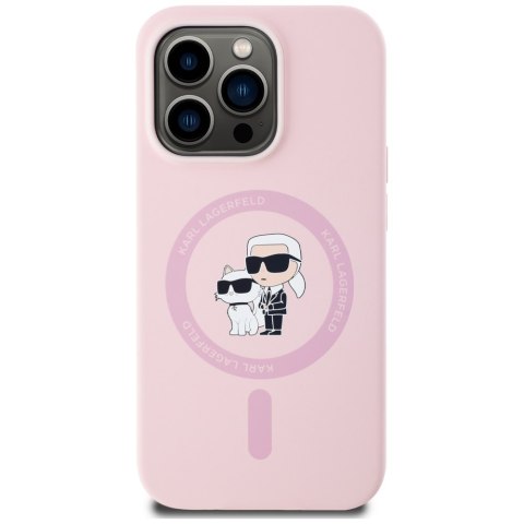 Etui Karl Lagerfeld Silicone Karl&Choupette MagSafe do iPhone 14 Pro różowy