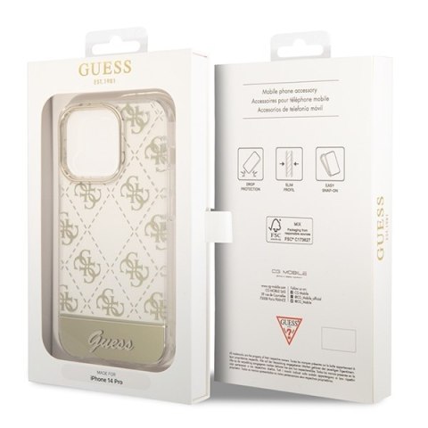 Guess GUHCP14LHG4MHG iPhone 14 Pro6,1" złoty/gold hardcase 4G Pattern Script