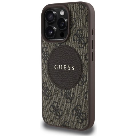 Etui Guess 4G Circle Classic Logo MagSafe do iPhone 16 Pro Max brązowy