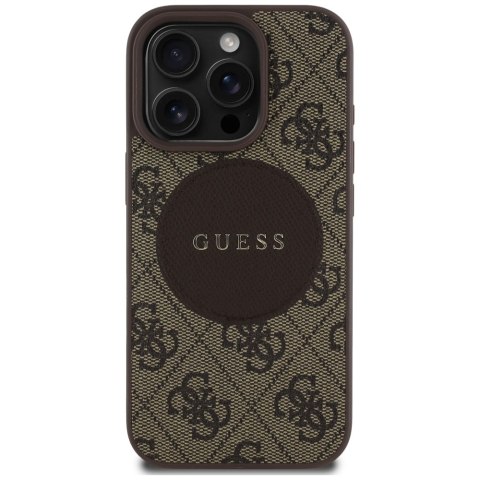 Etui Guess 4G Circle Classic Logo MagSafe do iPhone 16 Pro Max brązowy