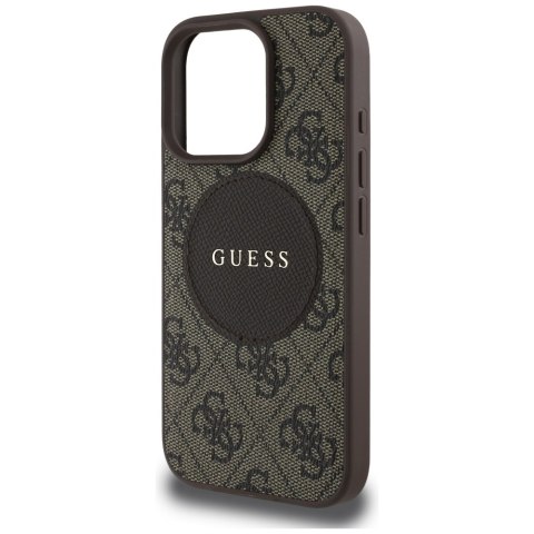 Etui Guess 4G Circle Classic Logo MagSafe do iPhone 16 Pro Max brązowy