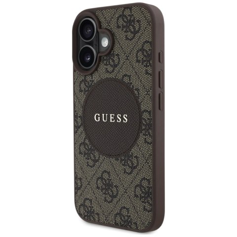 Etui Guess 4G Circle Classic Logo MagSafe do iPhone 16 brązowy