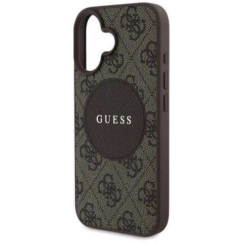 Etui Guess 4G Circle Classic Logo MagSafe do iPhone 16 brązowy