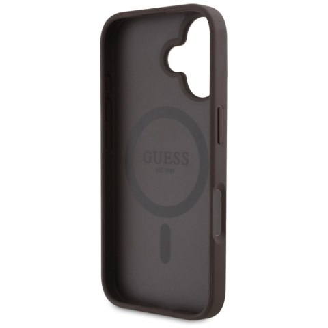 Etui Guess 4G Circle Classic Logo MagSafe do iPhone 16 brązowy