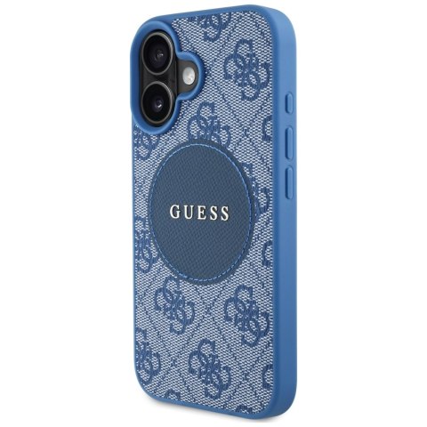 Etui Guess 4G Circle Classic Logo MagSafe do iPhone 16 niebieski