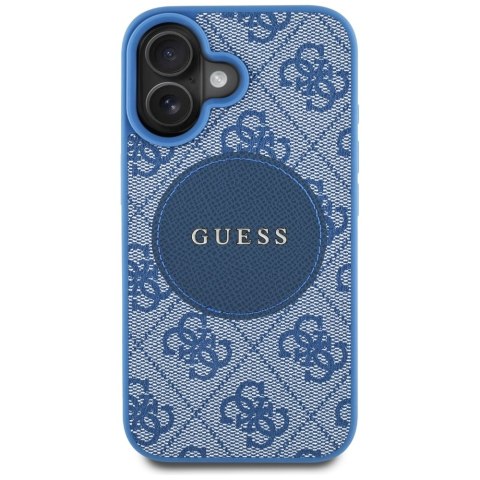 Etui Guess 4G Circle Classic Logo MagSafe do iPhone 16 niebieski