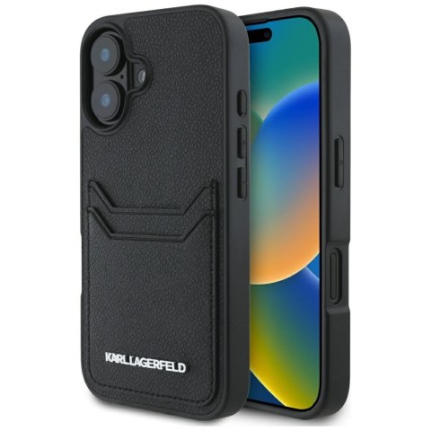 Etui Karl Lagerfeld HC Grained PU Cardslot Metal Elong do iPhone 16 czarny