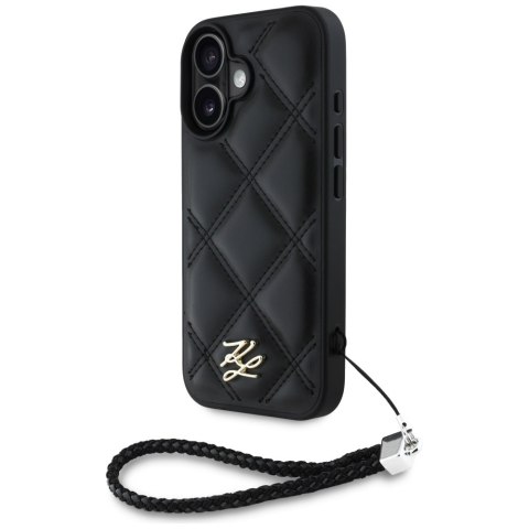 Etui Karl Lagerfeld Quilted Initial Logo & Chain Strap do iPhone 16 czarny