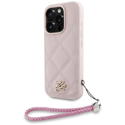 Etui Karl Lagerfeld Quilted Initial Logo & Chain Strap do iPhone 16 Pro Max różowy