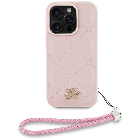 Etui Karl Lagerfeld Quilted Initial Logo & Chain Strap do iPhone 16 Pro Max różowy