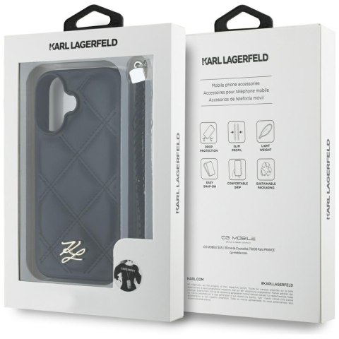 Etui Karl Lagerfeld Quilted Initial Logo & Chain Strap do iPhone 16 czarny
