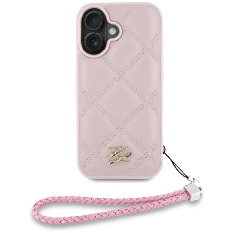 Etui Karl Lagerfeld Quilted Initial Logo & Chain Strap do iPhone 16 różowy
