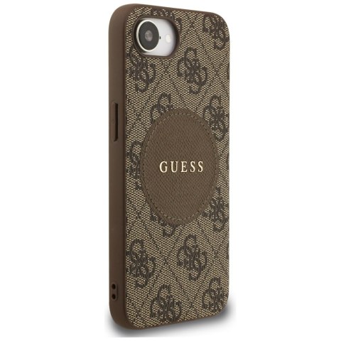 Etui Guess 4G Circle Classic Logo MagSafe do iPhone 16e brązowy