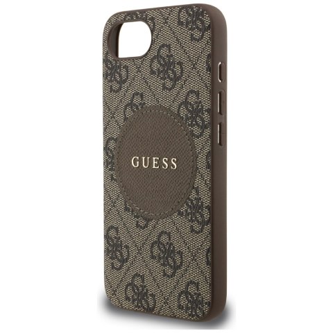 Etui Guess 4G Circle Classic Logo MagSafe do iPhone 16e brązowy