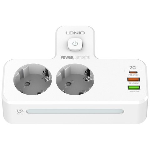 Listwa zasilająca Beline z podświetleniem LED 2xUSB-A/USB-C/2xAC biały