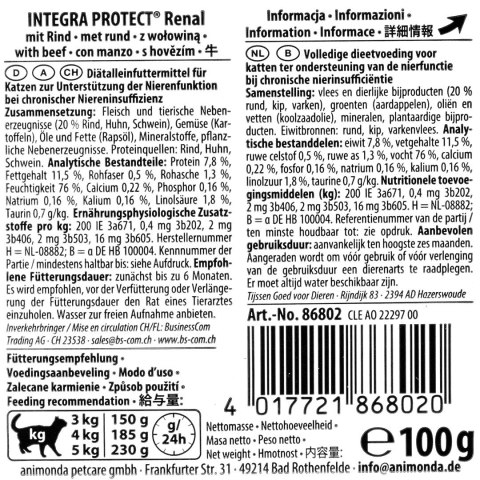 ANIMONDA Integra Nieren Wołowina - mokra karma dla kota - 100g