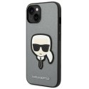 Karl Lagerfeld KLHCP14SSAPKHG iPhone 14 / 15 / 13 6,1" srebrny/silver hardcase Saffiano Karl`s Head Patch