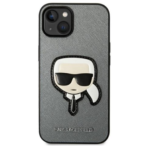 Karl Lagerfeld KLHCP14SSAPKHG iPhone 14 / 15 / 13 6,1" srebrny/silver hardcase Saffiano Karl`s Head Patch