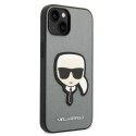 Karl Lagerfeld KLHCP14SSAPKHG iPhone 14 / 15 / 13 6,1" srebrny/silver hardcase Saffiano Karl`s Head Patch