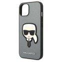 Karl Lagerfeld KLHCP14SSAPKHG iPhone 14 / 15 / 13 6,1" srebrny/silver hardcase Saffiano Karl`s Head Patch