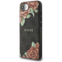 Etui Guess 4G Flowers Print MagSafe do iPhone 16e czarny