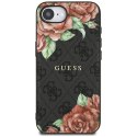 Etui Guess 4G Flowers Print MagSafe do iPhone 16e czarny