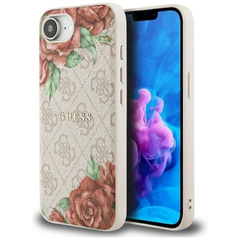 Etui Guess 4G Flowers Print MagSafe do iPhone 16e różowy