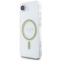 Etui Guess IML Glitter Circle MagSafe do iPhone 16e / 17e przezroczysty