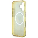 Etui Guess IML Metal Glitter 4G Circle Triangle MagSafe do iPhone 16 brązowy