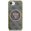 Etui Guess IML Metal Glitter 4G Circle Triangle MagSafe do iPhone 16e / 17e brązowy