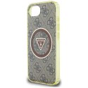 Etui Guess IML Metal Glitter 4G Circle Triangle MagSafe do iPhone 16e / 17e brązowy