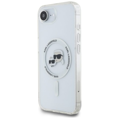 Etui Karl Lagerfeld IML Metal Karl & Choupette Heads MagSafe do iPhone 16e / 17e biały