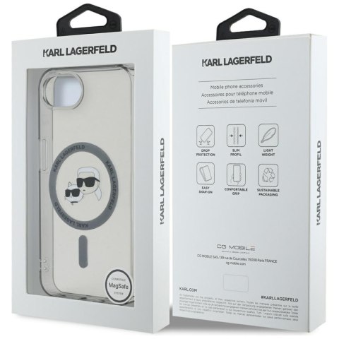 Etui Karl Lagerfeld IML Metal Karl & Choupette Heads MagSafe do iPhone 16e / 17e czarny