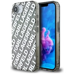 Etui Karl Lagerfeld IML Repeat Logo do iPhone 16e srebrny
