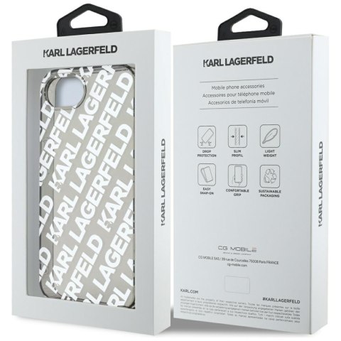 Etui Karl Lagerfeld IML Repeat Logo do iPhone 16e srebrny